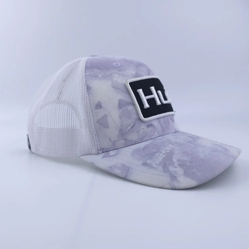 Huk Trucker Hat Mens OSFA Purple White Fracture Camo‎ Mesh Snapback Fishing Cap